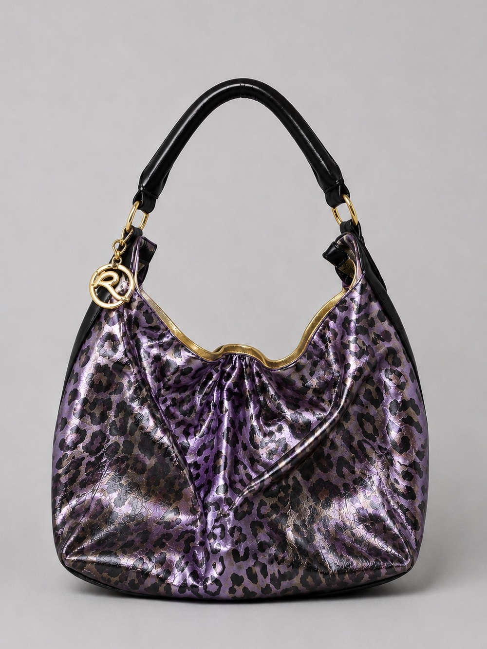 2007 Rocawear Purple Leopard Print Hobo Bag - Y2K
